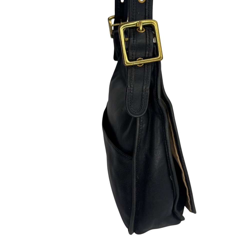 VTG Coach Black Leather Crescent Saddlebag Purse H1D-9718 Turn Lock Crossbody - Picture 4 of 14